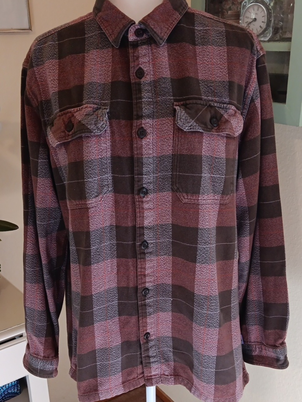 Patagonia MENS Brown Plaid Organic Cotton Shirt